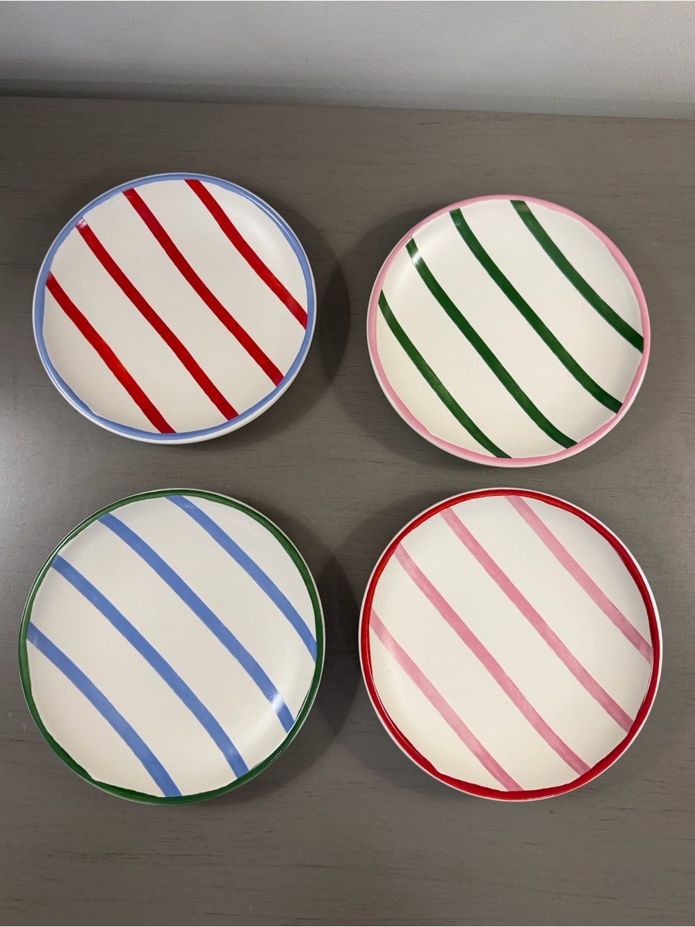Target Threshold 6” Appetizer Plates Set of 4 Stoneware Striped Colorful